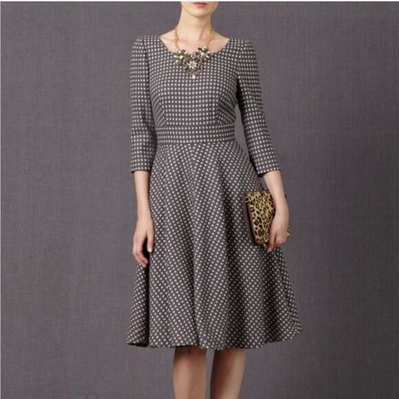 Boden Polka Dot Print Wool Fit & Flare Dress - size 4 Long - Picture 1 of 9
